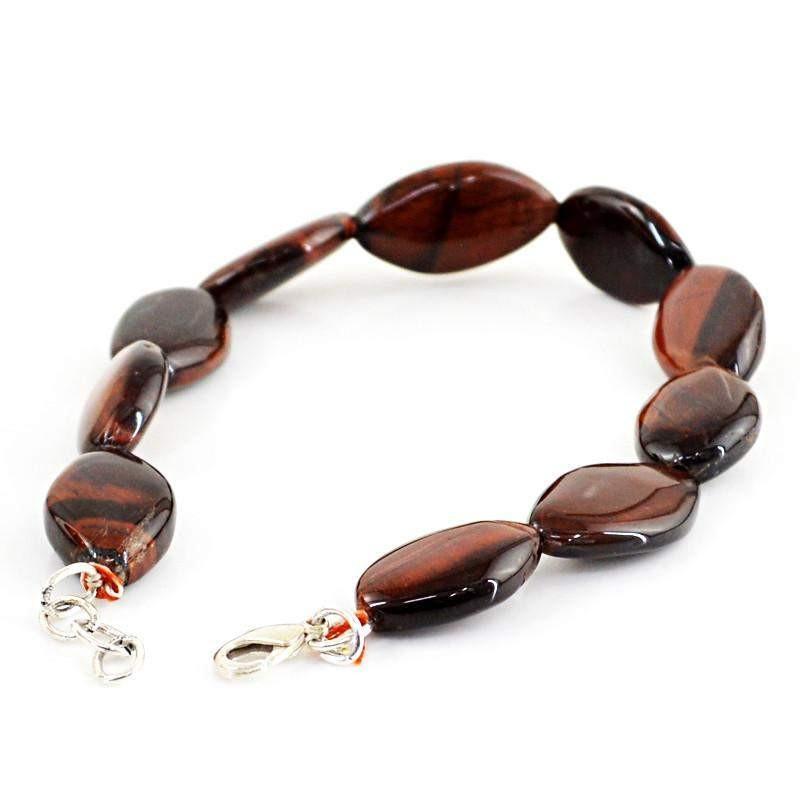 gemsmore:Exclusive Natural Red Power Tiger Eye Bracelet Untreated Beads