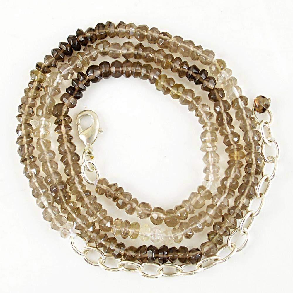 gemsmore:Exclusive Natural Smoky Quartz Necklace Round Cut Beads