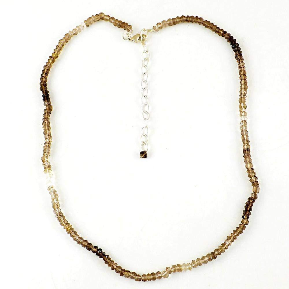 gemsmore:Exclusive Natural Smoky Quartz Necklace Round Cut Beads