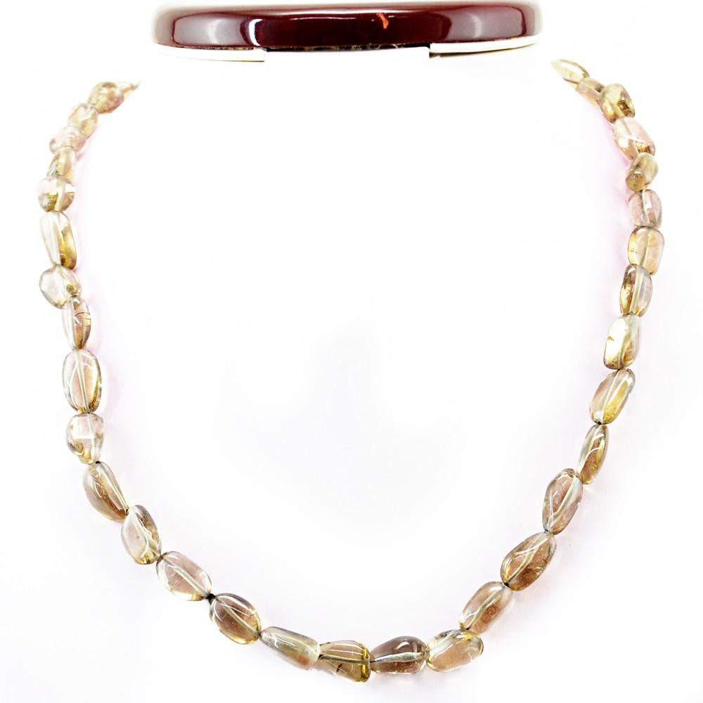 gemsmore:Exclusive Natural Smoky Quartz Necklace Untreated Beads