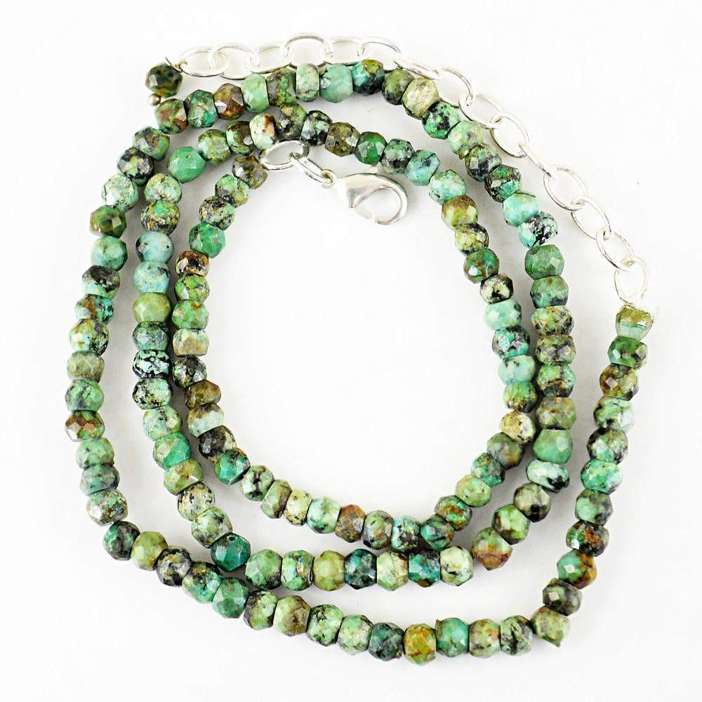 gemsmore:Exclusive Natural Turquoise Necklace Round Shape Faceted Beads
