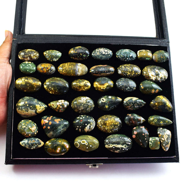 gemsmore:Exclusive Ocean Jasper Untreated Gemstone Cabochon Lot