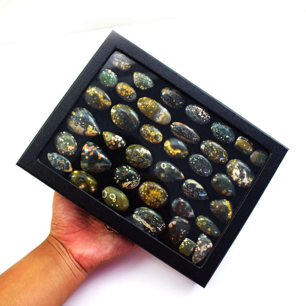 gemsmore:Exclusive Ocean Jasper Untreated Gemstone Cabochon Lot