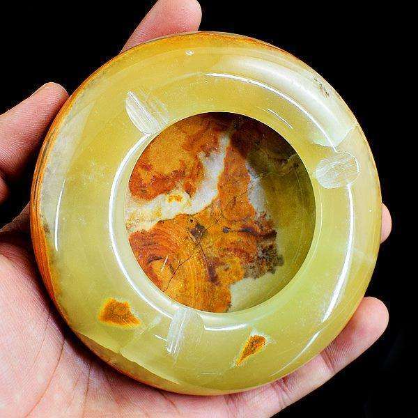 gemsmore:Exclusive Onyx Carved Ashtray - Untreated