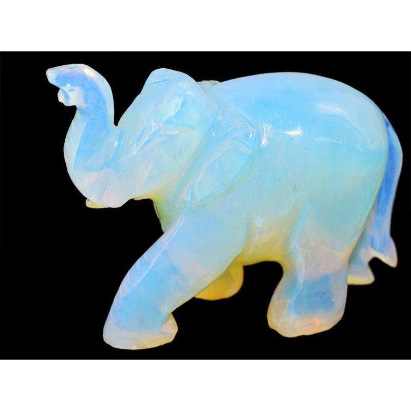 gemsmore:Exclusive Opalite Color Play Hand Carved Gemstone Elephant