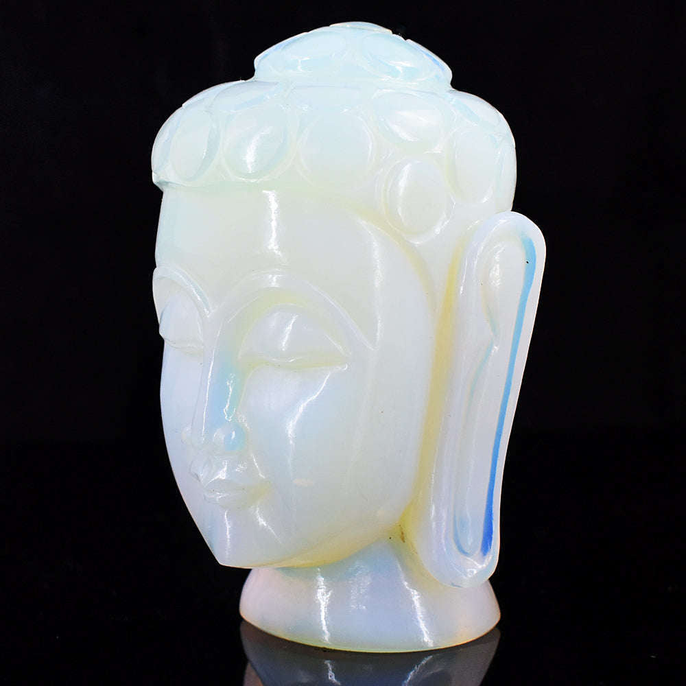 gemsmore:Exclusive Opalite Hand Carved Genuine Crystal Gemstone Carving Buddha Head