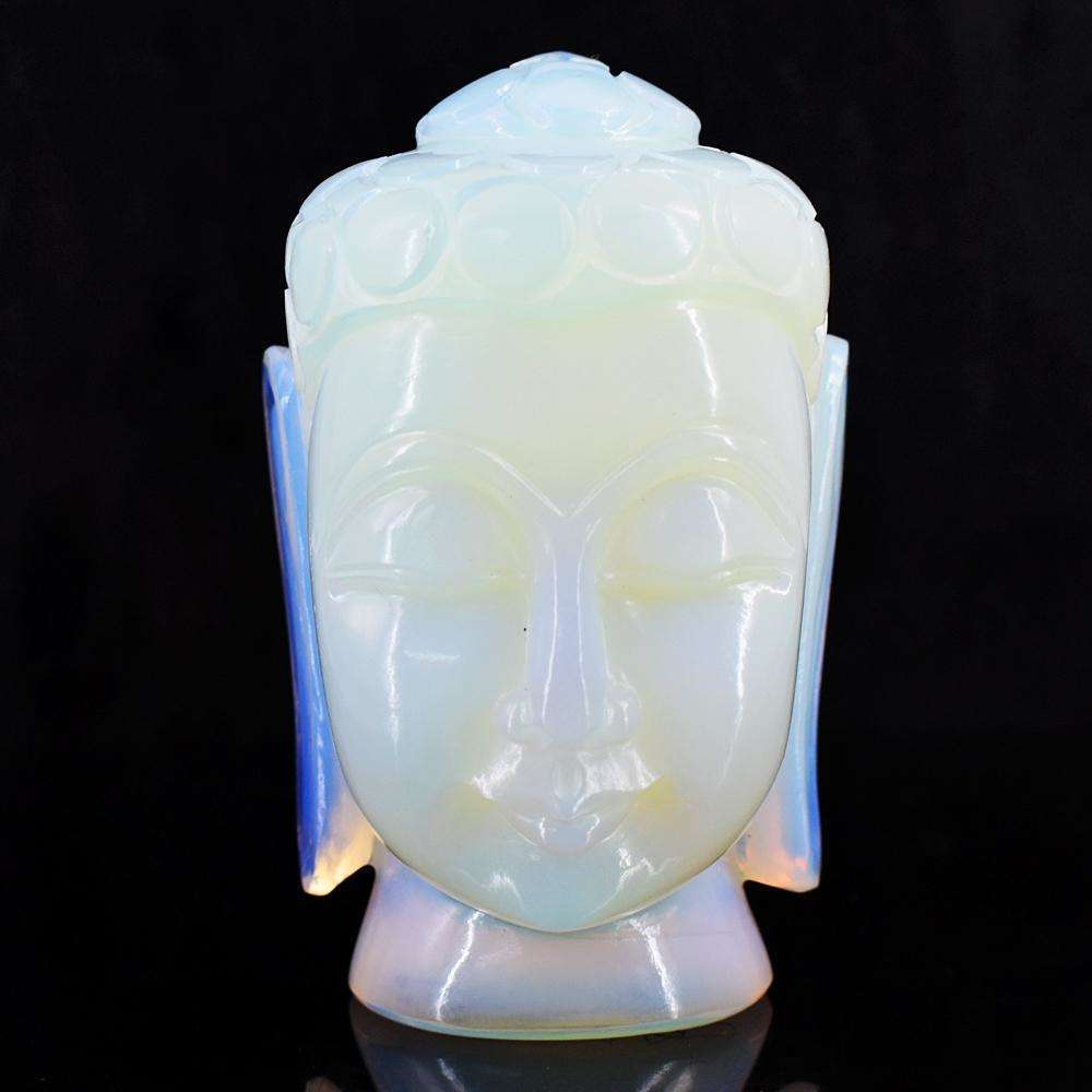 gemsmore:Exclusive Opalite Hand Carved Genuine Crystal Gemstone Carving Buddha Head