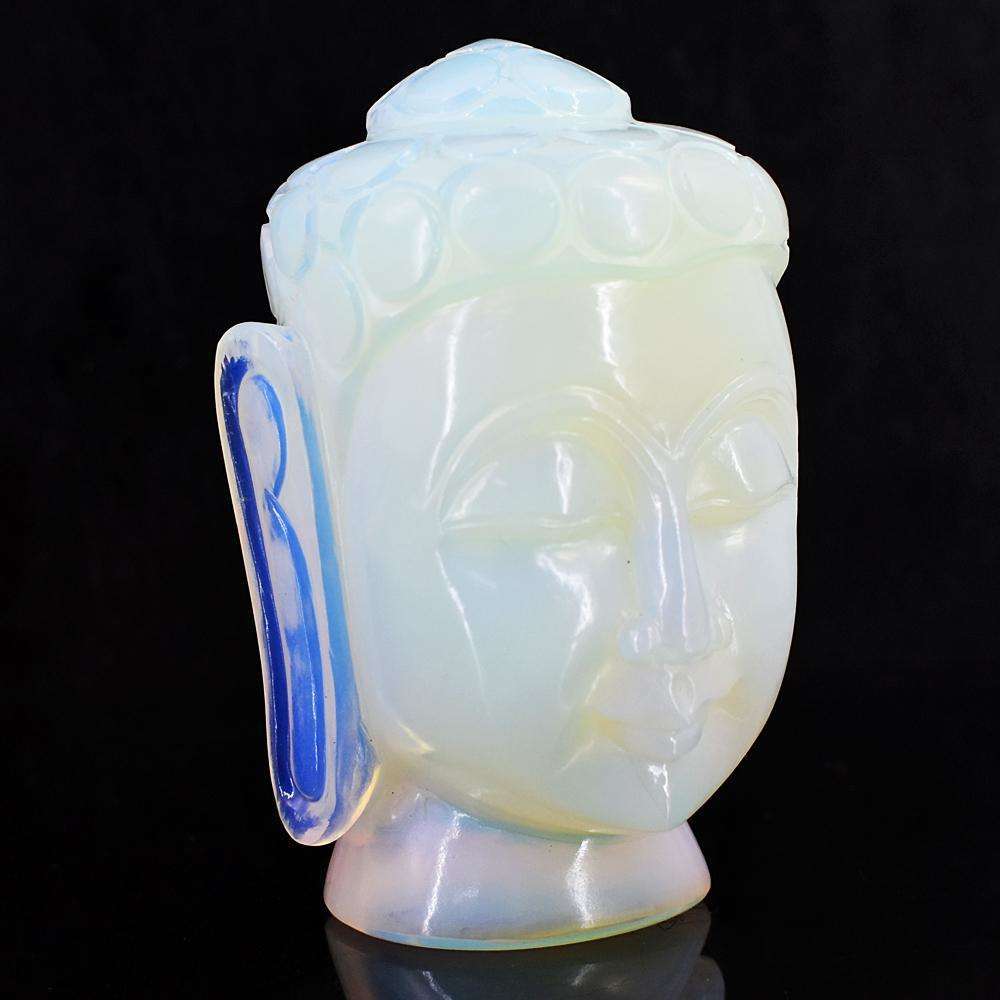 gemsmore:Exclusive Opalite Hand Carved Genuine Crystal Gemstone Carving Buddha Head