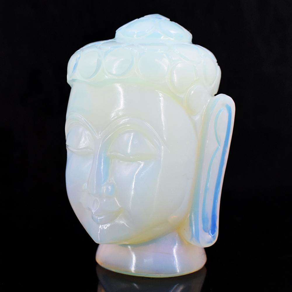 gemsmore:Exclusive Opalite Hand Carved Genuine Crystal Gemstone Carving Buddha Head