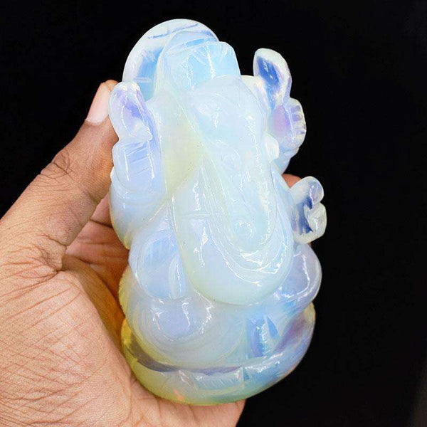 gemsmore:Exclusive Opalite Hand Carved Genuine Crystal Gemstone Carving Lord Ganesha