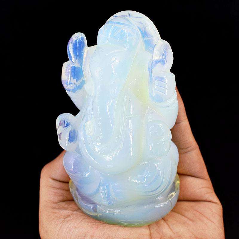 gemsmore:Exclusive Opalite Hand Carved Genuine Crystal Gemstone Carving Lord Ganesha