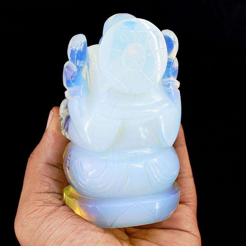 gemsmore:Exclusive Opalite Hand Carved Genuine Crystal Gemstone Carving Lord Ganesha