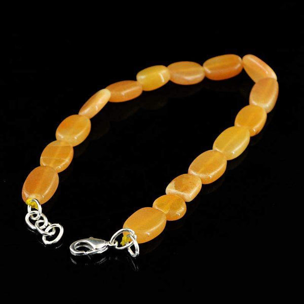 gemsmore:Exclusive Orange Aventurine Bracelet Natural Oval Shape Beads