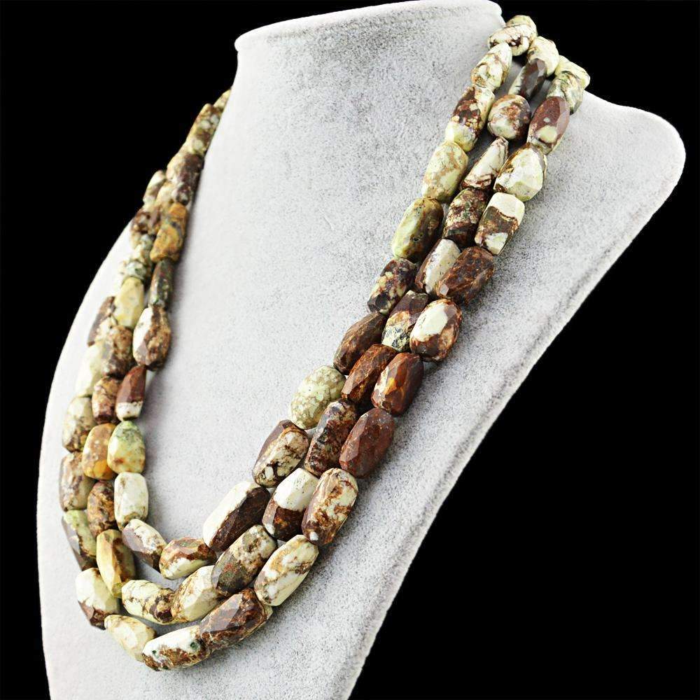 gemsmore:Exclusive Picasso Jasper Necklace Natural 3 Strand Faceted Beads