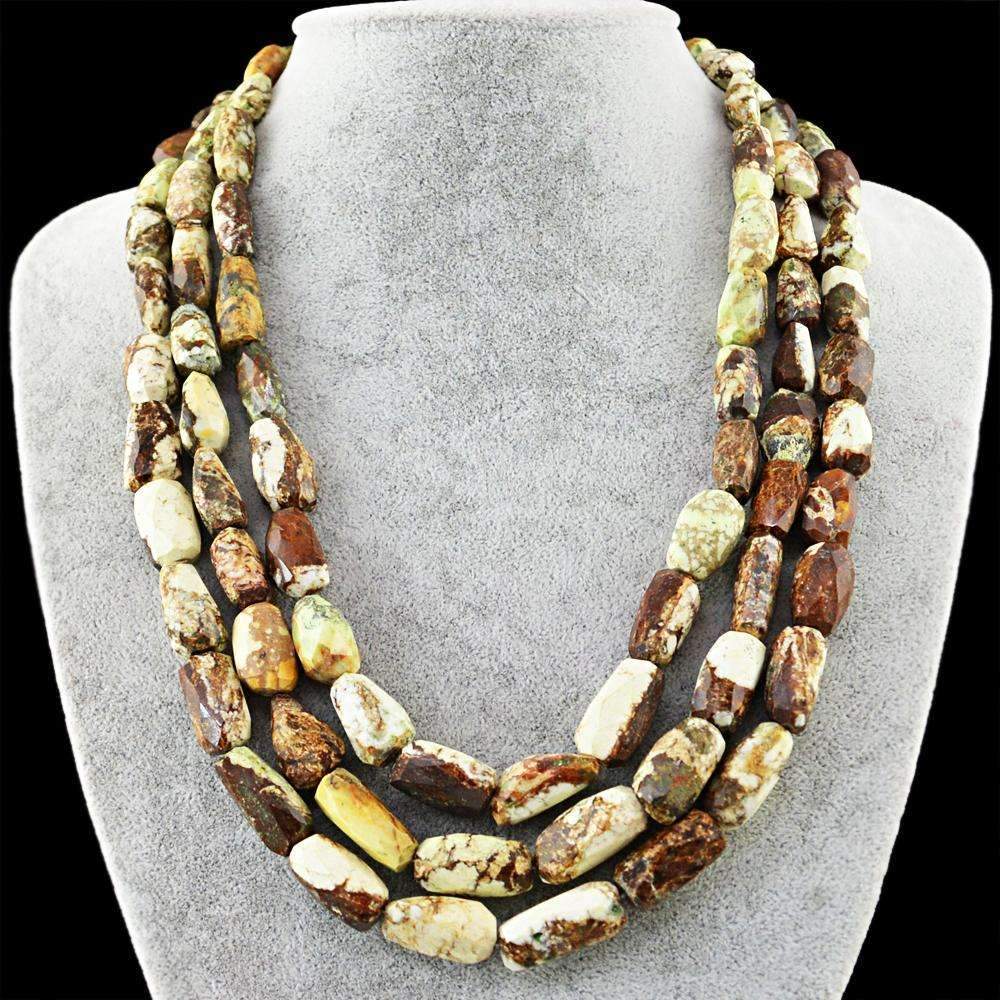 gemsmore:Exclusive Picasso Jasper Necklace Natural 3 Strand Faceted Beads