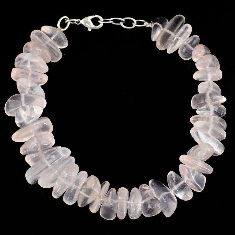 gemsmore:Exclusive Pink Rose Quartz Beads Bracelet Natural Untreated