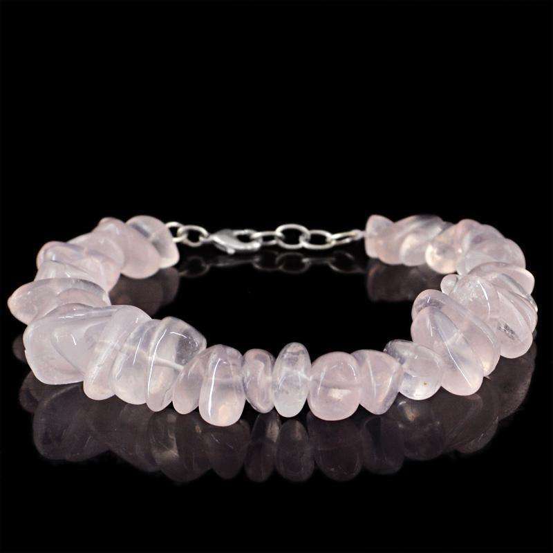 gemsmore:Exclusive Pink Rose Quartz Beads Bracelet Natural Untreated