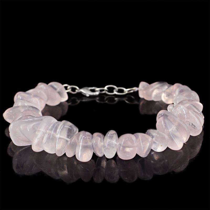 gemsmore:Exclusive Pink Rose Quartz Beads Bracelet Natural Untreated