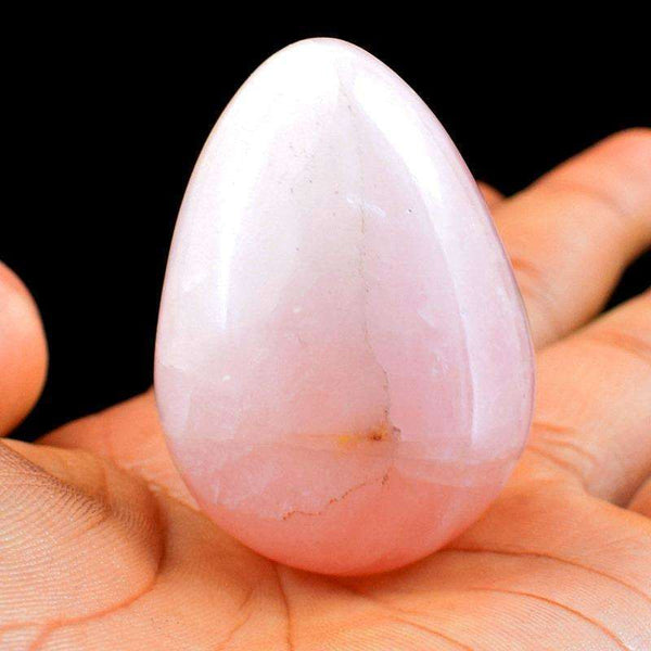 gemsmore:Exclusive Pink Rose Quartz Carved Healing Egg