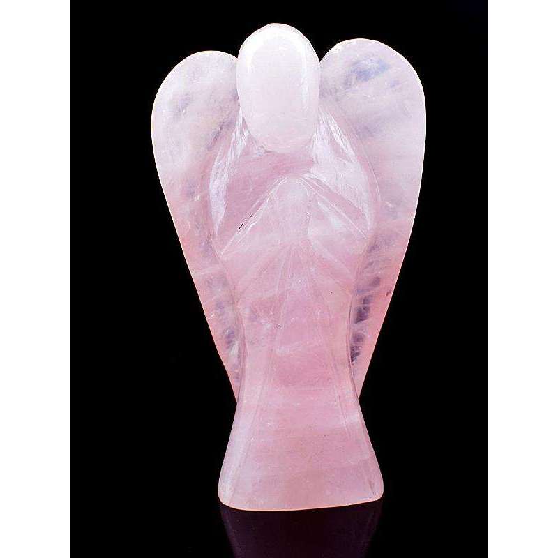 gemsmore:Exclusive Pink Rose Quartz Hand Carved Healing Crystal Angel