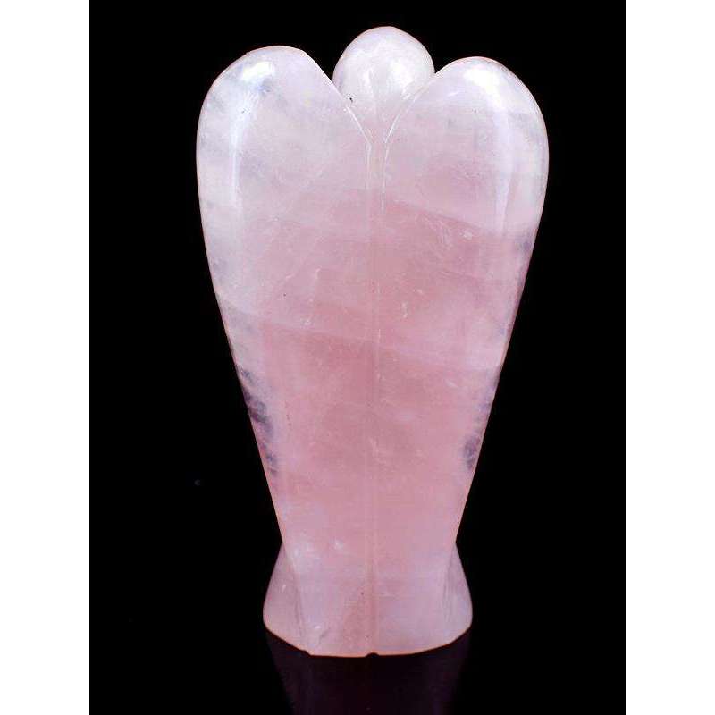 gemsmore:Exclusive Pink Rose Quartz Hand Carved Healing Crystal Angel