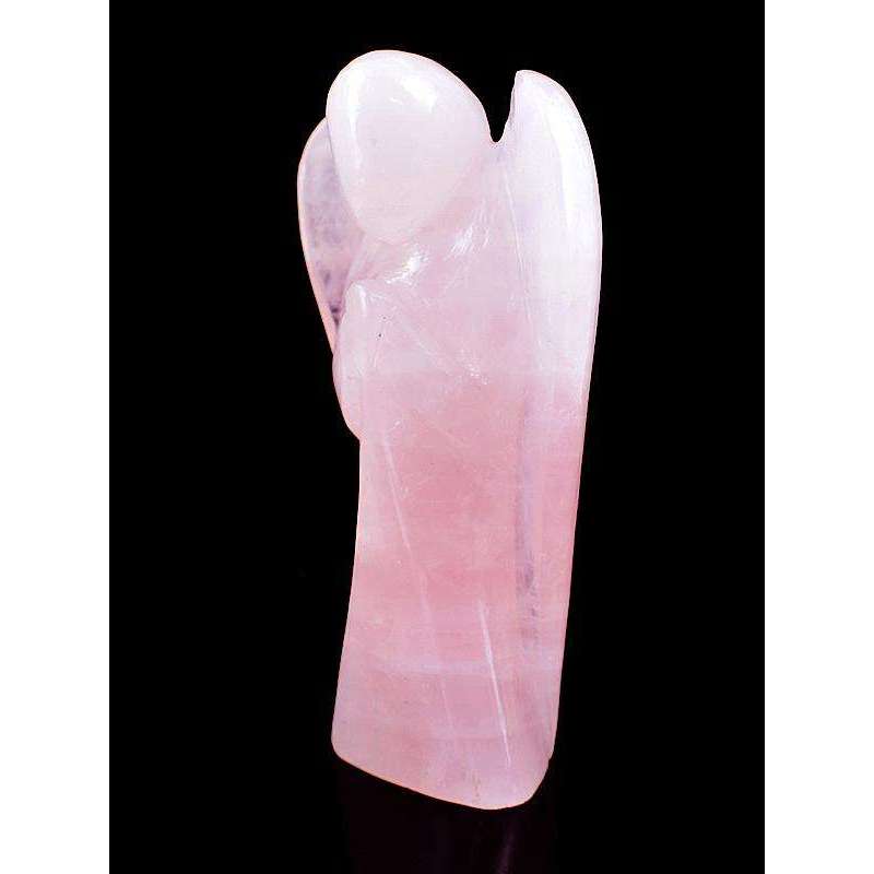 gemsmore:Exclusive Pink Rose Quartz Hand Carved Healing Crystal Angel