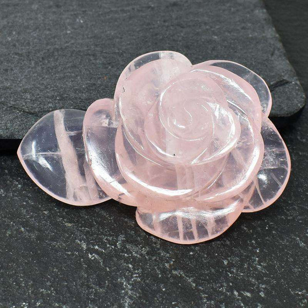 gemsmore:Exclusive Pink Rose Quartz Hand Carved Rose