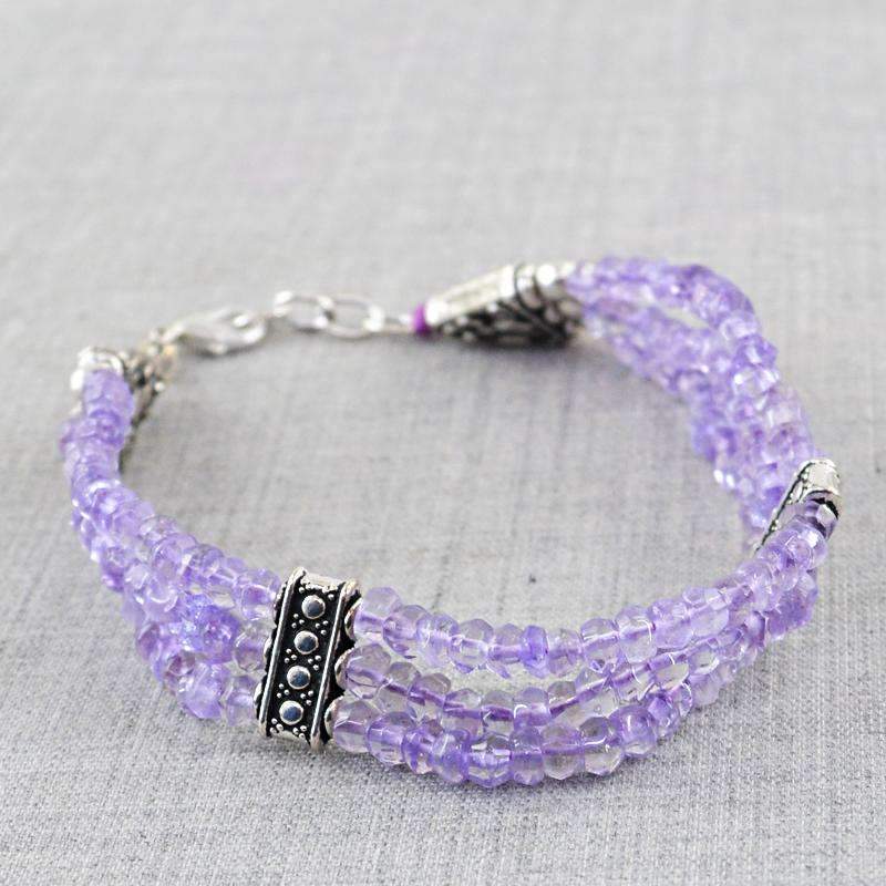 gemsmore:Exclusive Purple Amethyst Bracelet Natural Faceted Round Shape Beads