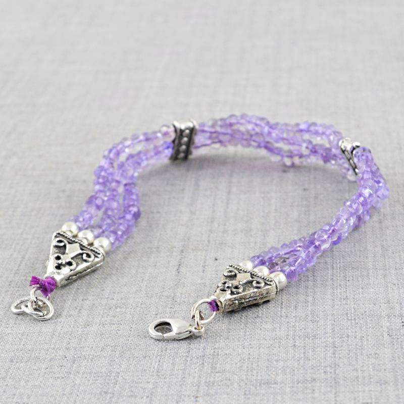 gemsmore:Exclusive Purple Amethyst Bracelet Natural Faceted Round Shape Beads