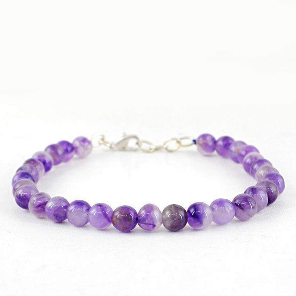 gemsmore:Exclusive Purple Amethyst Bracelet Round Shape Beads