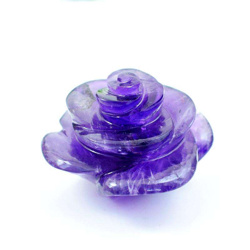 gemsmore:Exclusive Purple Amethyst Carved Rose Flower