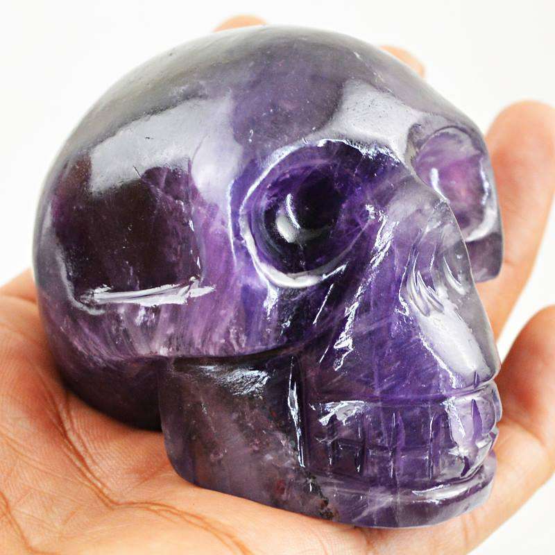 gemsmore:Exclusive Purple Amethyst Hand Carved Human Skull