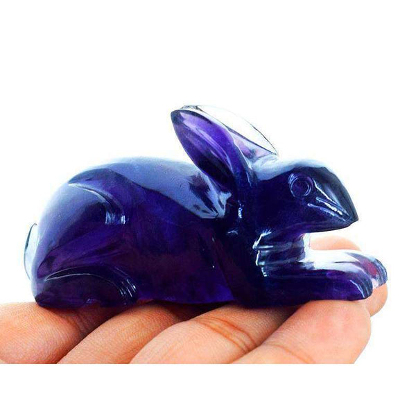 gemsmore:Exclusive Purple Fluorite Carved Gemstone Bunny