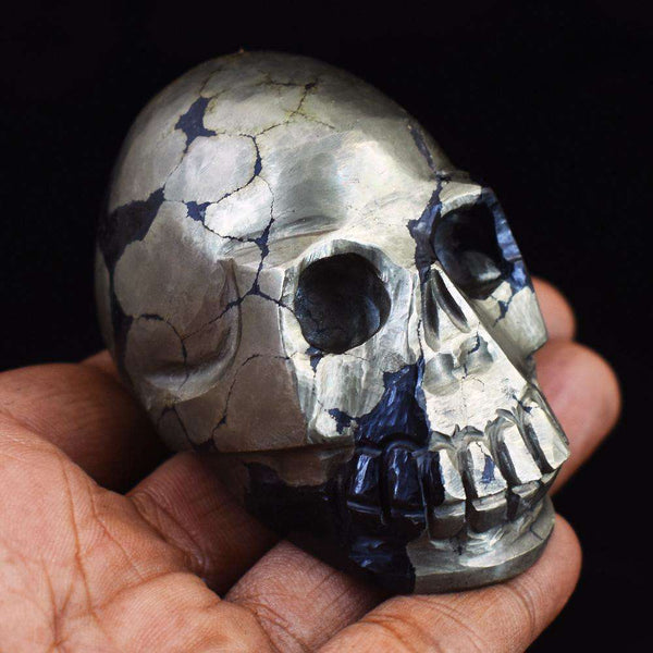 gemsmore:Exclusive Pyrite Hand Carved Skull