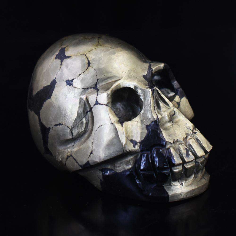 gemsmore:Exclusive Pyrite Hand Carved Skull