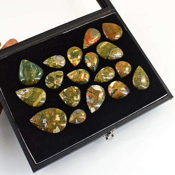 gemsmore:Exclusive Rain Forest Jasper Untreated Gemstone Cabochon Lot