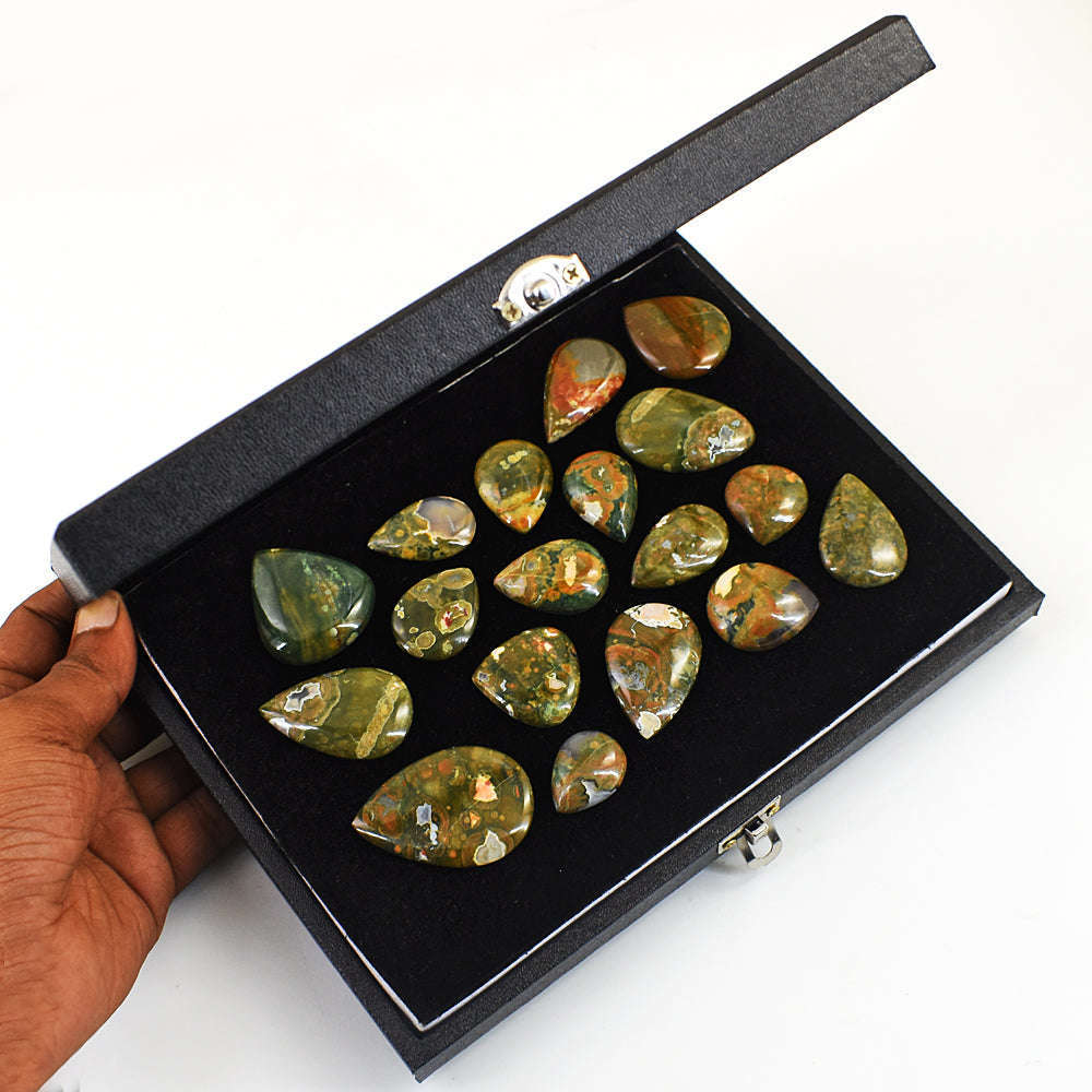 gemsmore:Exclusive Rain Forest Jasper Untreated Gemstone Cabochon Lot