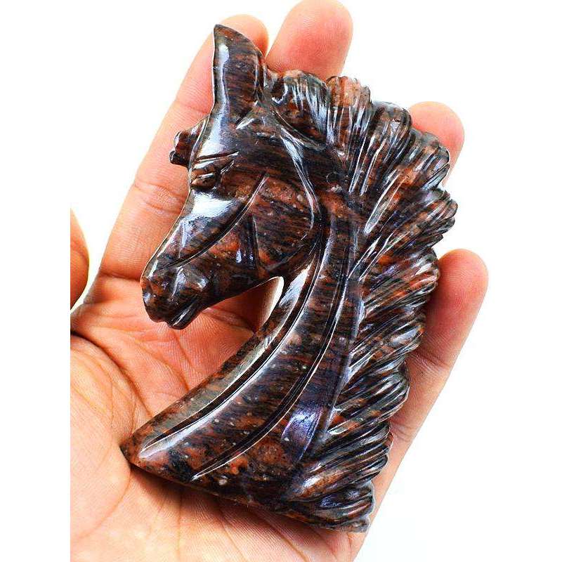 gemsmore:Exclusive Red Garnet Carved Horse Burst Gemstone