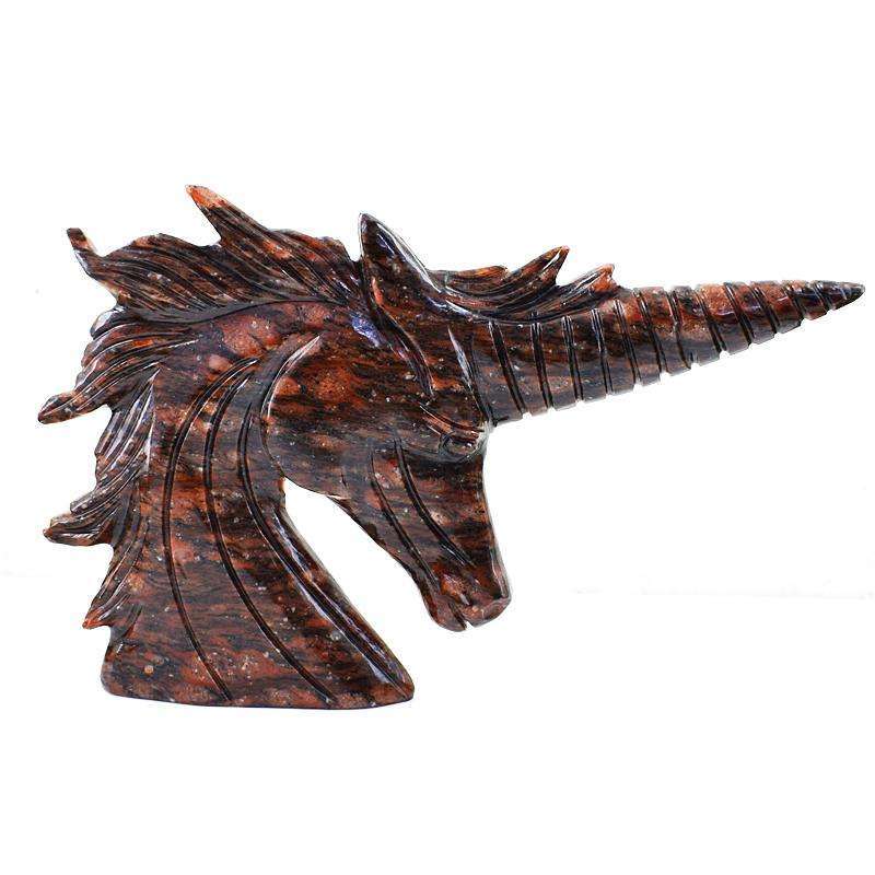 gemsmore:Exclusive Red Garnet Carved Unicorn Head Gemstone