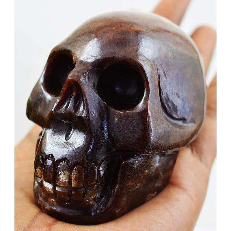 gemsmore:Exclusive Red Garnet Hand Carved Human Skull