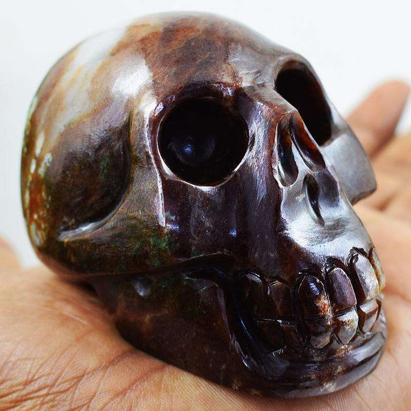 gemsmore:Exclusive Red Garnet Hand Carved Human Skull