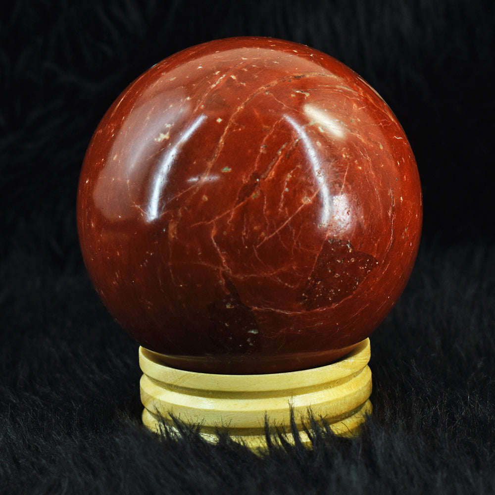 gemsmore:Exclusive Red Jasper Genuine Carved Crystal Healing Sphere - Huge Size