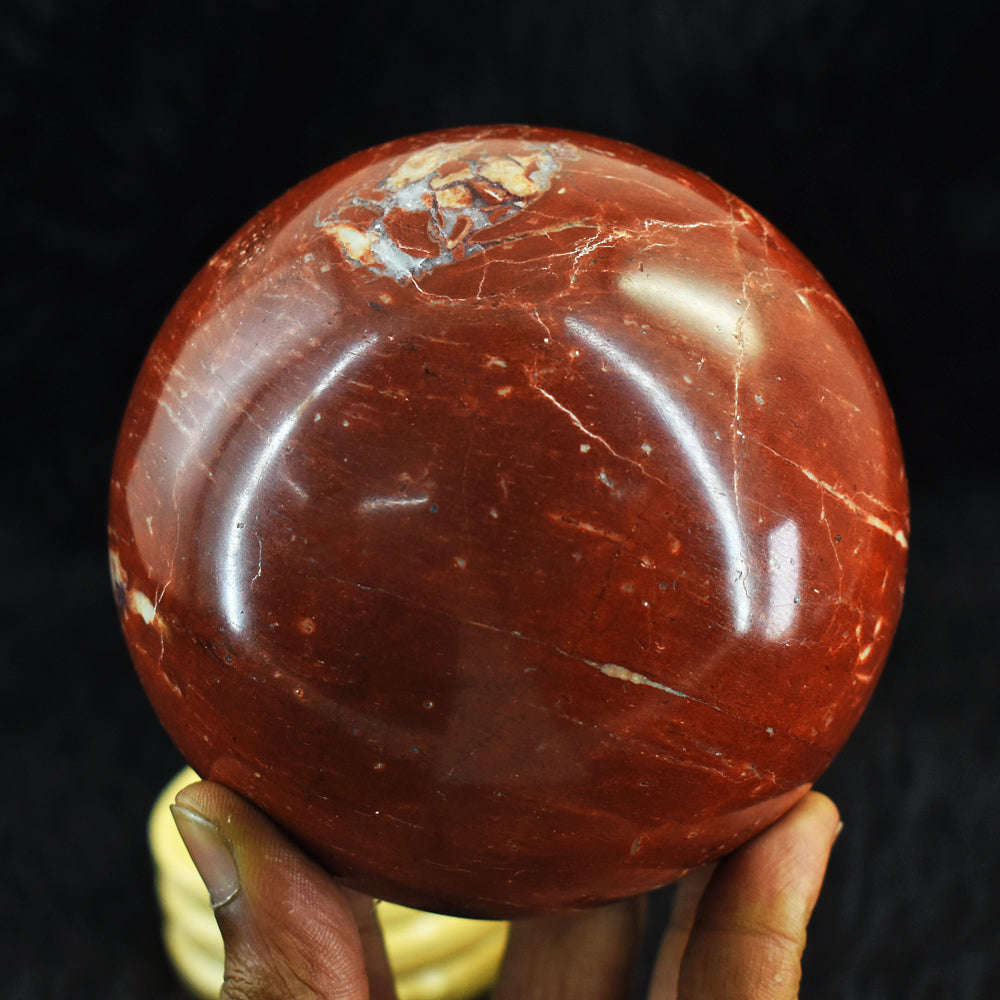 gemsmore:Exclusive Red Jasper Genuine Carved Crystal Healing Sphere - Huge Size