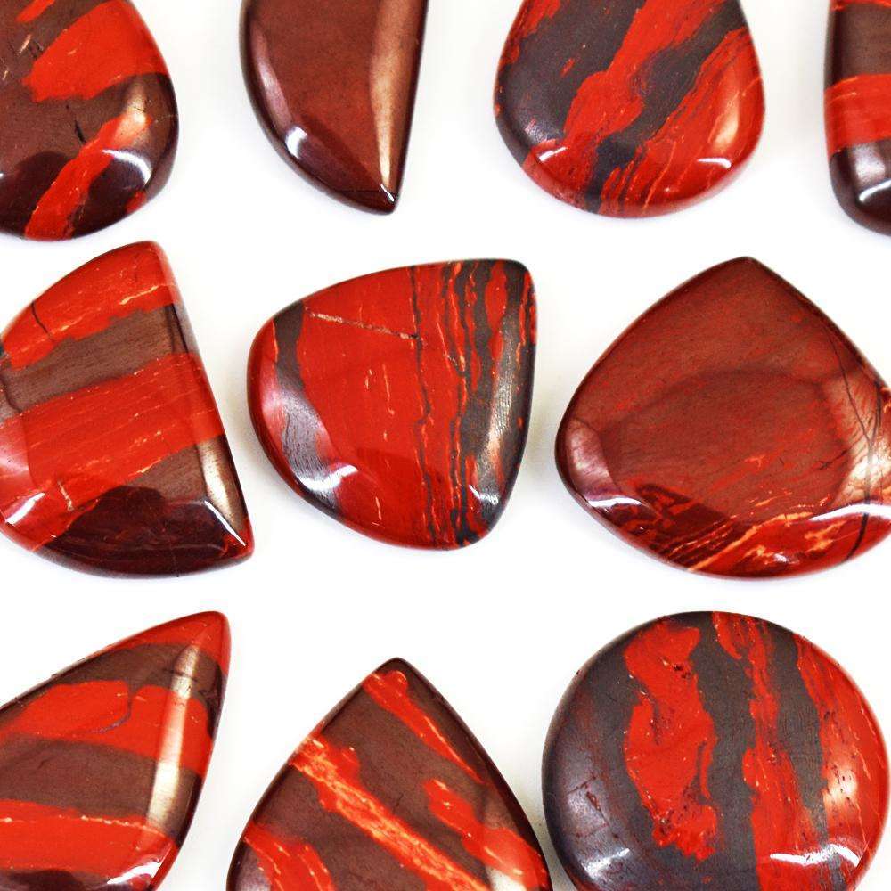 gemsmore:Exclusive Red Power Tiger Eye Untreated Gemstone Cabochon Lot