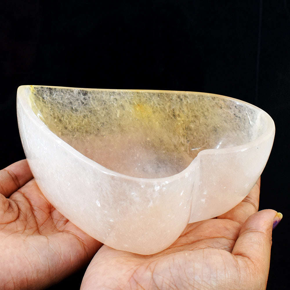 gemsmore:Exclusive Rose Quartz Hand Carved Bowl