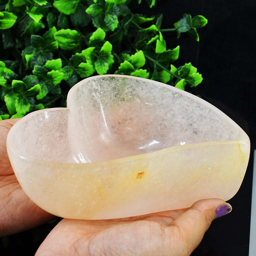 gemsmore:Exclusive Rose Quartz Hand Carved Bowl