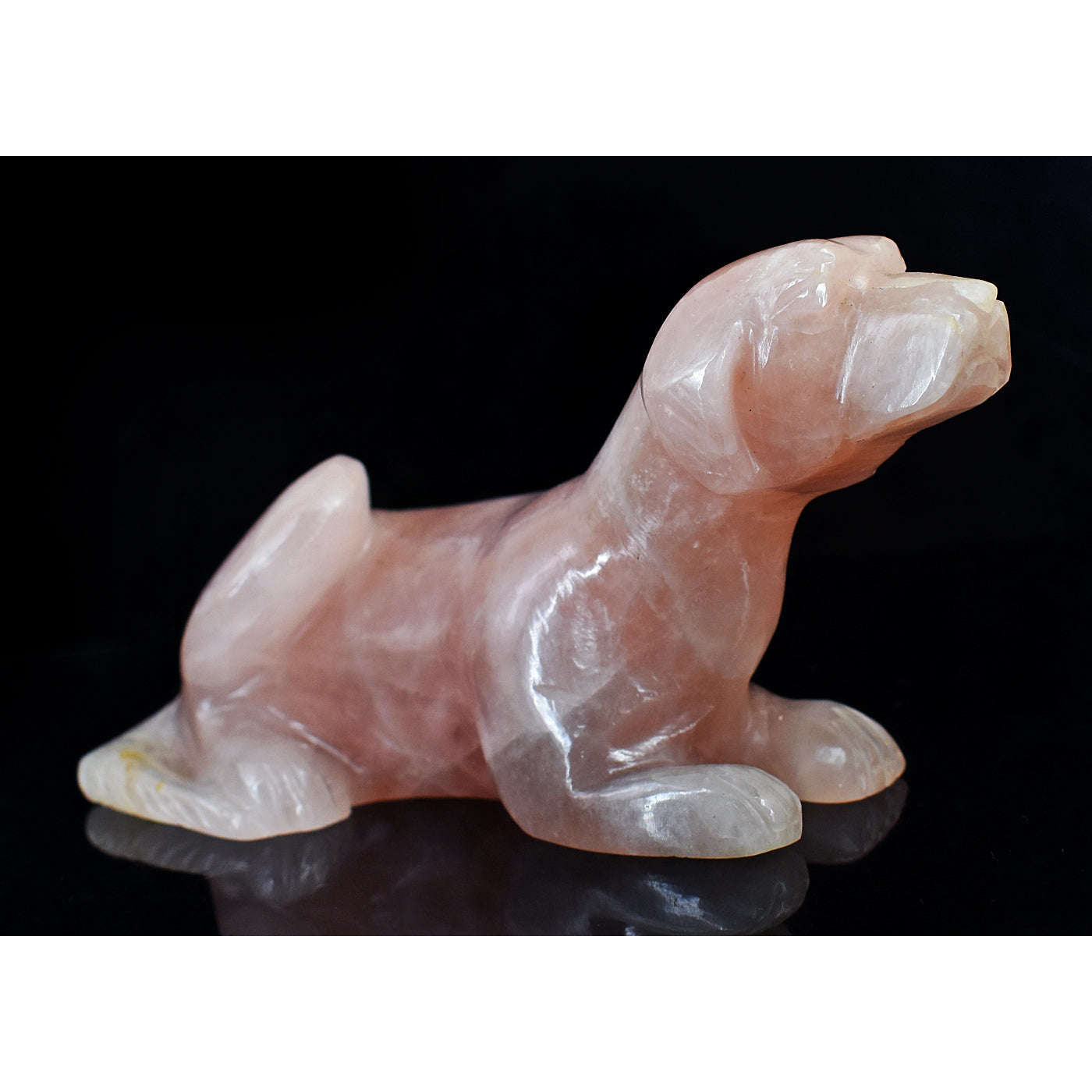 gemsmore:Exclusive Rose Quartz Hand Carved Dog