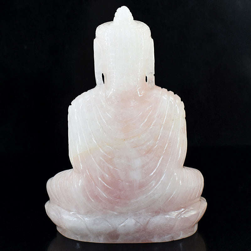 gemsmore:Exclusive Rose Quartz Hand Carved Genuine Crystal Gemstone Carving Buddha