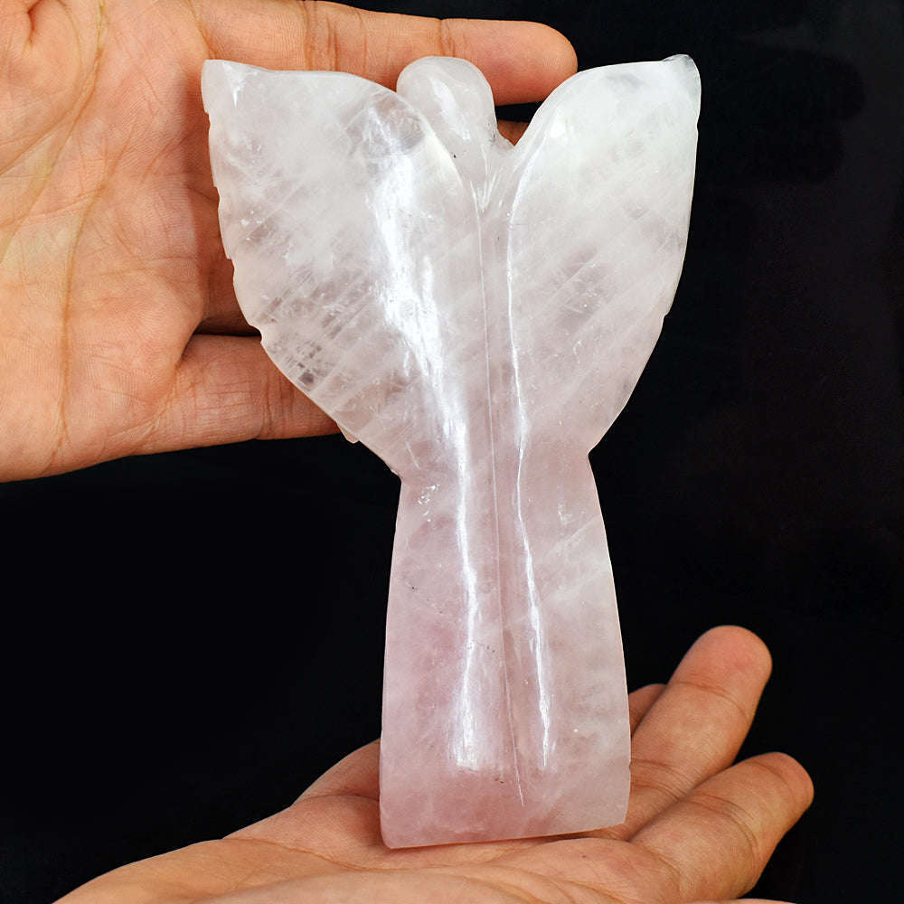 gemsmore:Exclusive Rose Quartz Hand Carved Genuine Crystal Gemstone Carving Praying Angel