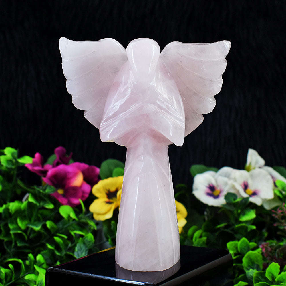 gemsmore:Exclusive Rose Quartz Hand Carved Healing Praying Angel